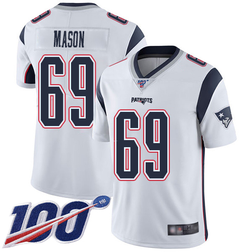 New England Patriots Football 69 Vapor Untouchable 100th Season Limited White Men Shaq Mason Road NFL Jersey